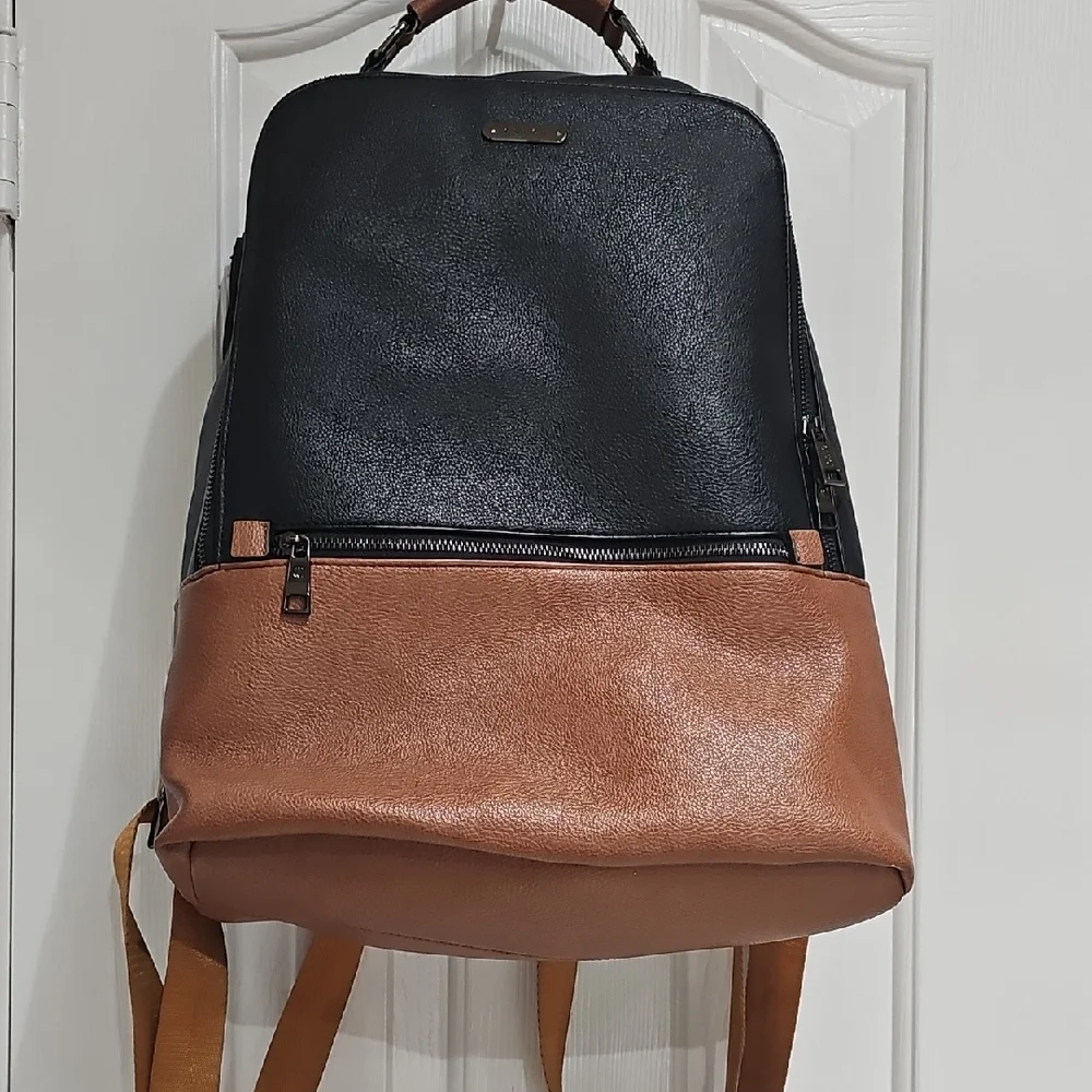 Two-Tone Black and Brown Backpack